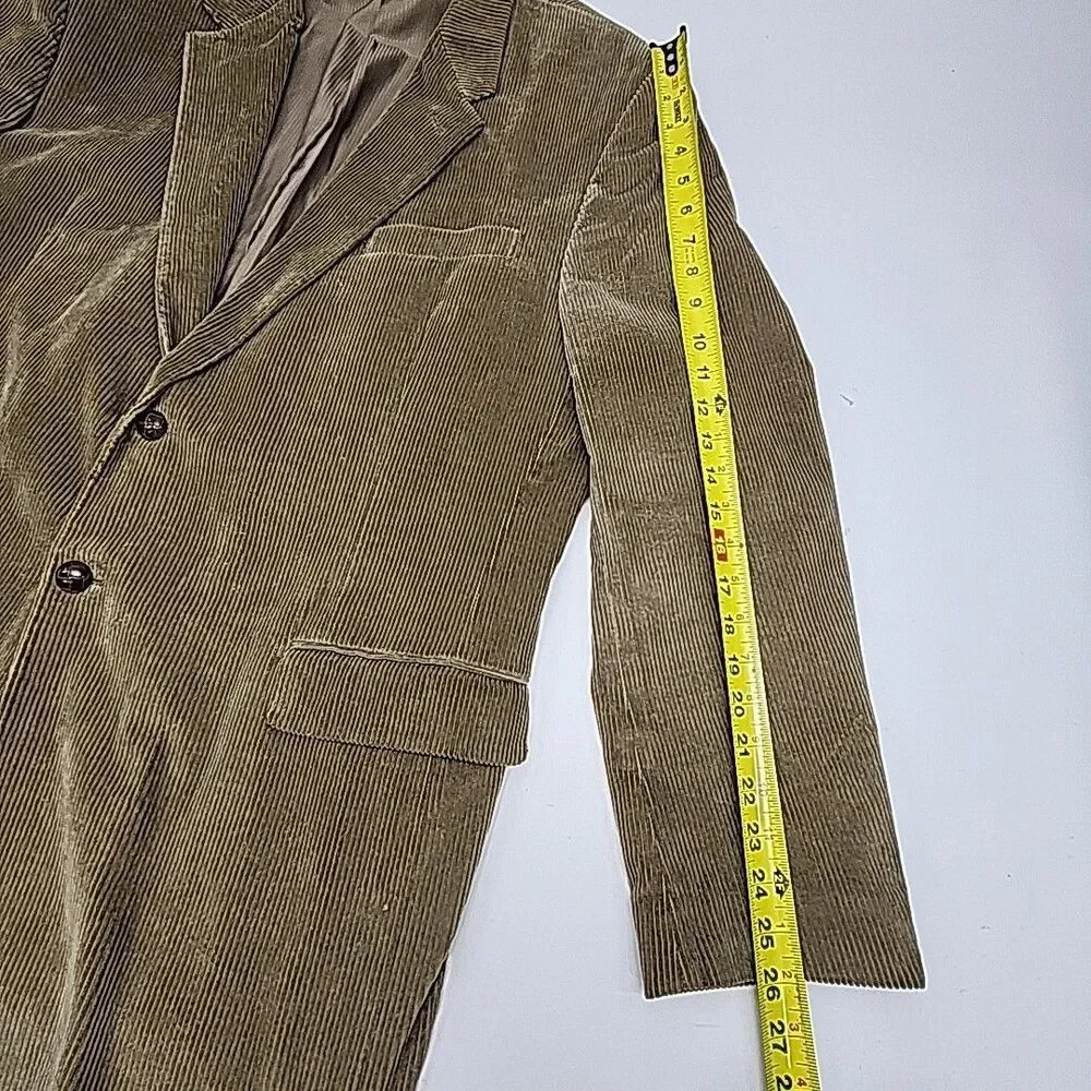 Norman Wells Blazer Jacket Beige Tan Corduroy Sportcoat Men Sz 46L Cord 2-Button